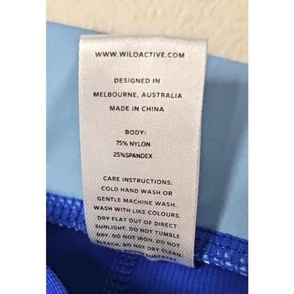 Wilo Ribbed Ankle Length Leggings Size Small Blue Nylon/Sandex Work out Wear - Picture 4 of 6